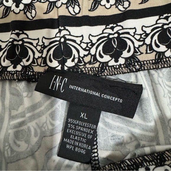 INC International Concepts Black and White Wide Leg‎ Stretchy Boho Pants Size XL - Picture 7 of 12